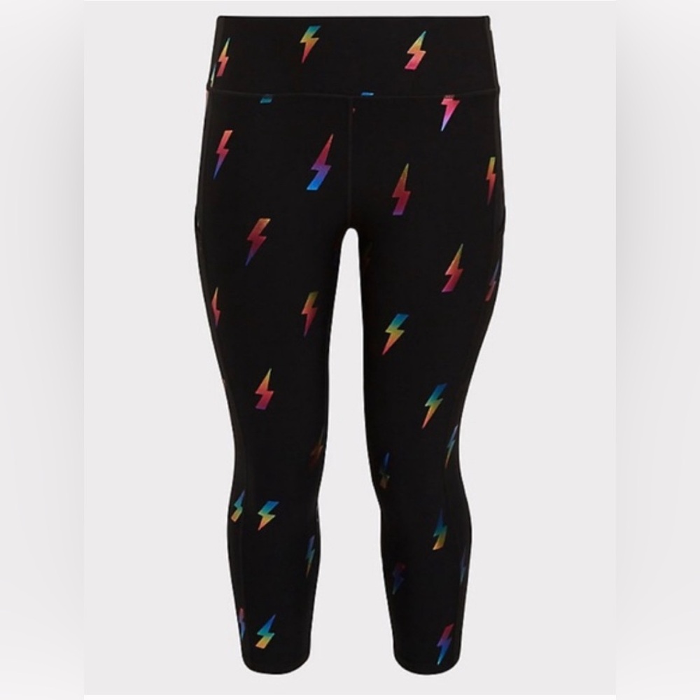 Rainbow Bolt Crop Wicking Active Legging